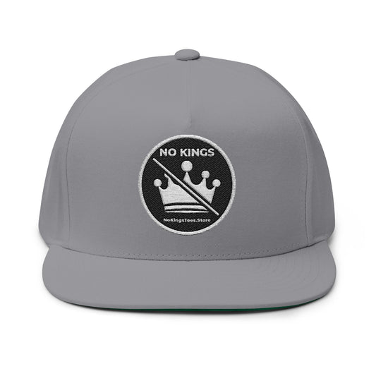 No Kings Embroidered Flat Bill Cap — Streetwear Snapback Hat